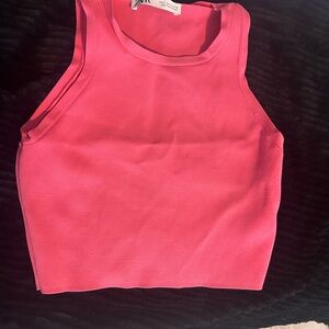 Zara Hot Pink Ribbed Tank Top